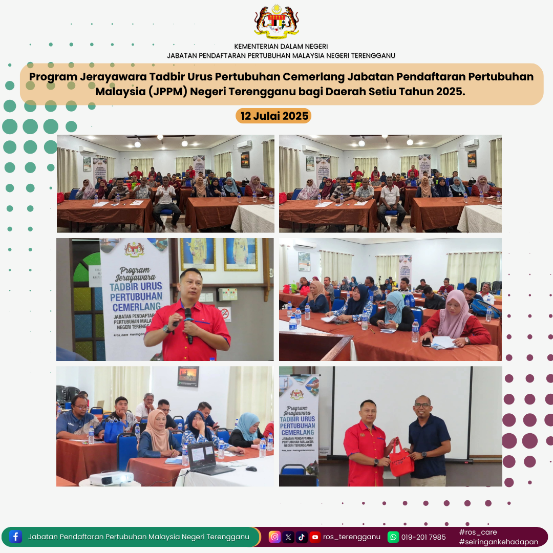 Program Jerayawara Tadbir Urus Pertubuhan Cemerlang Jabatan Pendaftaran Pertubuhan Malaysia (JPPM) Negeri Terengganu bagi Daerah Setiu Tahun 2025.