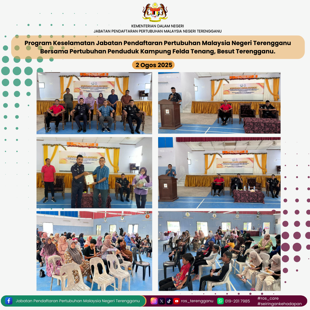 Program Keselamatan Jabatan Pendaftaran Pertubuhan Malaysia Negeri Terengganu Bersama Pertubuhan Penduduk Kampung Felda Tenang, Besut Terengganu.